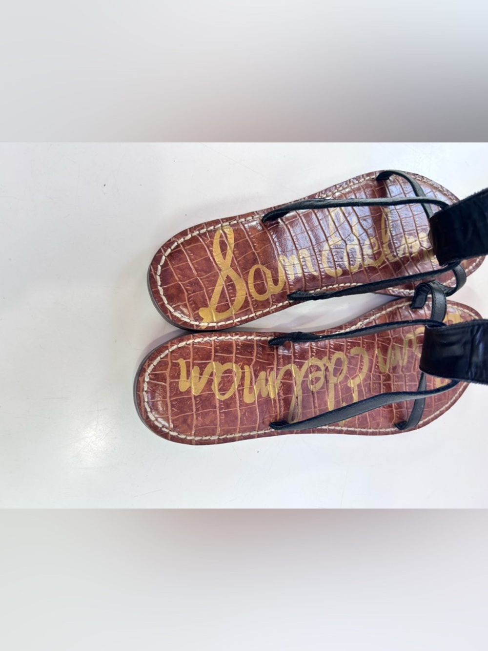 Sam Edelman Black and Gold Leather Gladiator Sandals - Picture 11 of 16